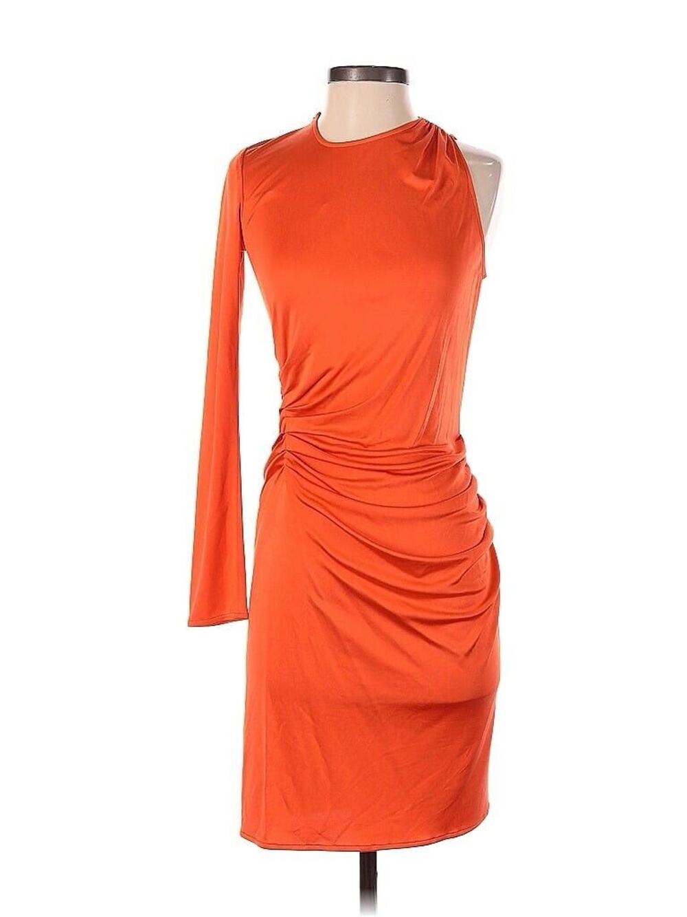 NWOT Issa London Orange Silk One Sleeve Draped Mini Dress 2